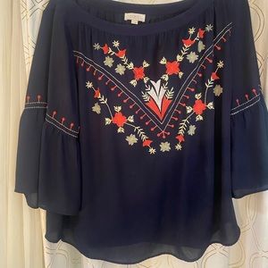 Bell sleeve floral top (LOFT)